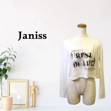 zG1244 [ M ] Janiss 캐주얼 긴팔 로고 프린트 크롭 기장