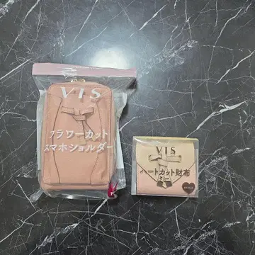 VIS 플라워컷 핑크 스마트폰 홀더 접이식 지갑 세트