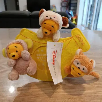 [택 포함] 곰돌이 푸 2004년 원숭이 해 봉제 인형 사진 액자 원숭이