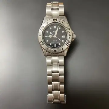 ALBA 솔라 다이버즈 200m 남성용 손목시계 스테인리스 블랙 다이얼