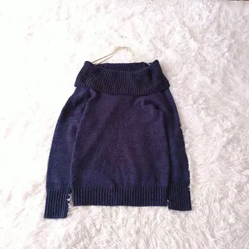 NATURAL BEAUTY BASIC 빅칼라 하이넥 스웨터 M 네이비