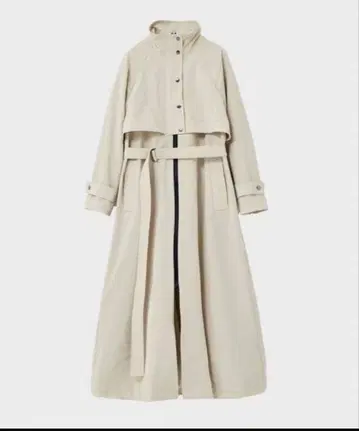 크롭 디자인 롱 코트 베이지