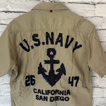 아비렉스 AVIREX 린넨 소재 밀리터리 반팔 셔츠 M 사이즈 중고