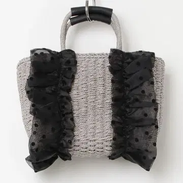 새상품급 CURIBISCUI 도트 & 레오파드 프릴 카고백