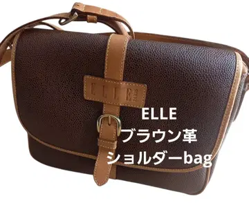 ELLE 천연 가죽 숄더백 브라운 천연 가죽 used 앤티크