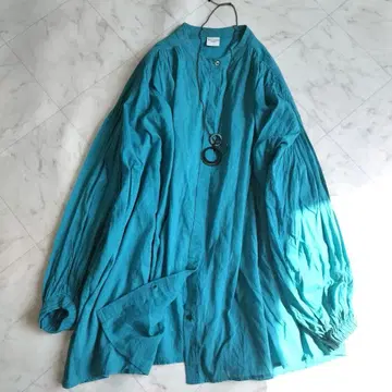 어반 리서치 도어스 코튼 보일 개더 블라우스 터콰이즈 블루