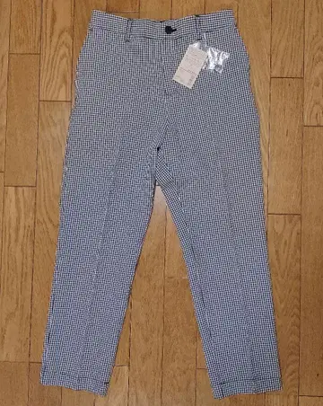 [미사용 새상품] 무인양품 체크 무늬 여성용 테이퍼드 크롭 팬츠