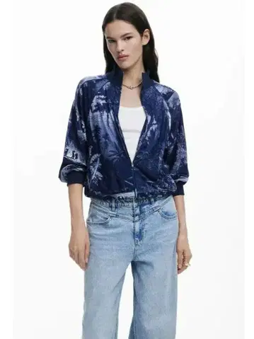 Desigual 트로피컬 프린트 집업 자켓 블루종 L