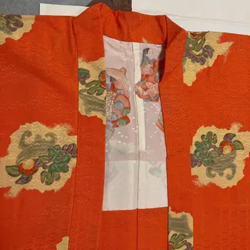 기모노 호몬기 오렌지 앤티크 겉옷
