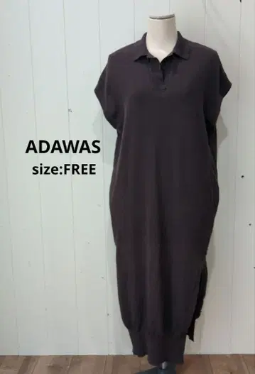 ADAWAS 아다와스 폴로 원피스 브라운 프렌치 슬리브 FREE