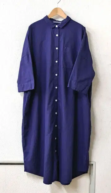 SUN VALLEY 옥스 와이드 원피스 7분 소매 로얄 블루