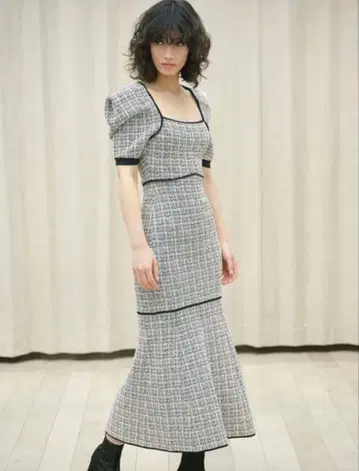 스나이델 SNIDEL 트위드 니트 머메이드 원피스