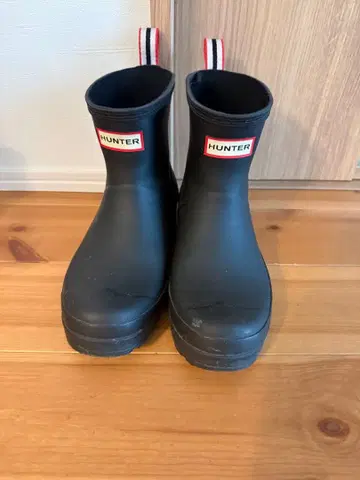 HUNTER 블랙 레인 슈즈 US 5