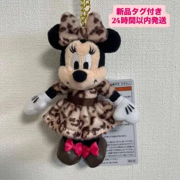 새상품 미니 레오파드 봉제 인형 참 레오파드 무늬 브라운 키링