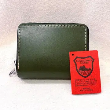 도치기 가죽 천연 가죽 W 지퍼 컴팩트 지갑 그린 카드 홀더 케이스