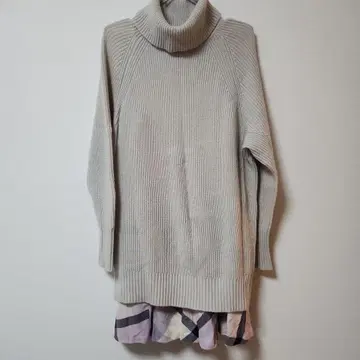 그레이 터틀넥 니트 & 슬립 드레스 세트