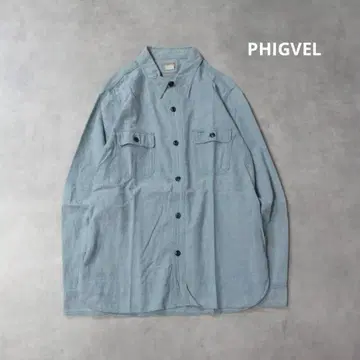PHIGVEL / 인디고 블루 데님 웨스턴 셔츠 구제 의류 상의