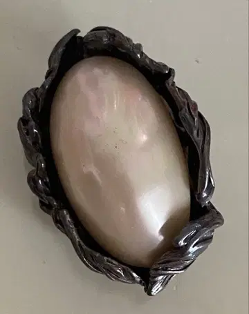 빈티지 펄 브로치 앤티크 실버 컬러