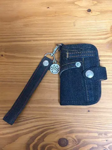 데님 리메이크 천연 가죽 키 월렛 키케이스 접이식 지갑