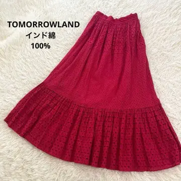 투모로우랜드 컷워크 롱 스커트 자수 인도면 플레어 맥시 길이