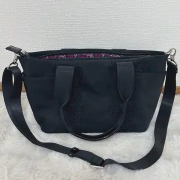 안나수이 2way 토트백 버터플라이 레이스 자수 나비 숄더 블랙