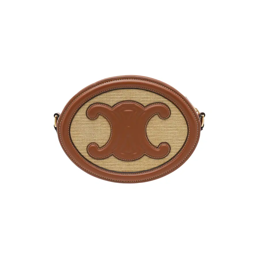 Celine Oval Triomphe 纺织品和牛皮革手袋