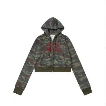 aeae 카모 패턴 후드 부착 크롭 후드티 S 사이즈