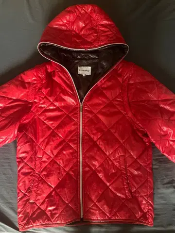 CONVERSE 후드 부착 레드 다운 자켓 L