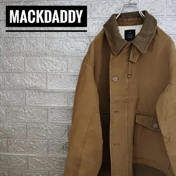 맥다디 MACDADDY 빈티지 구제 코튼 린넨 지퍼 자켓 브라운 M