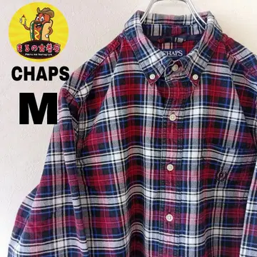 USA 구제 의류 CHAPS 플란넬 셔츠 M 와인 레드 블랙 체크