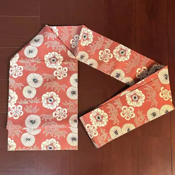 크레이프 원단 국화와 대나무 문양 염색 나고야 오비