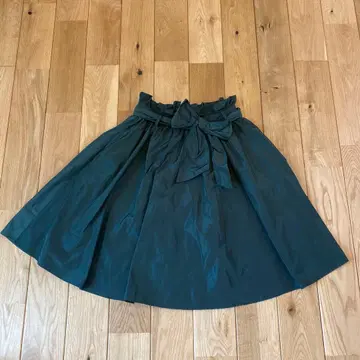 러그나문 그린 플레어 스커트 리본 M LAGUNAMOON
