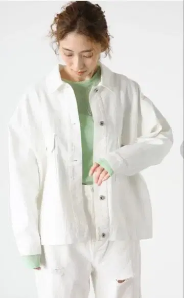 [ 미사용 새상품 ] Lugnoncure 데님 자켓 화이트