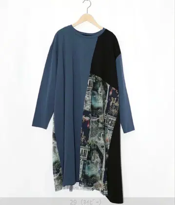 [이즈] 앤티크 프린트 패턴 절개 원피스