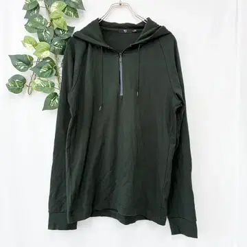 새상품급 유니클로 J+ 후드티 하프 지퍼 후디 빅 사이즈 얇은 소재 그린