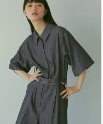 카사플라인 스텐 칼라 콤비네존 카키