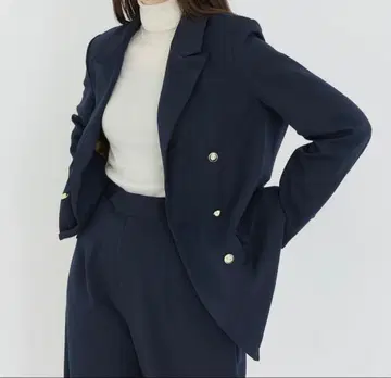 TINA:JOJUN 네이비 더블 브레스트 테일러드 자켓