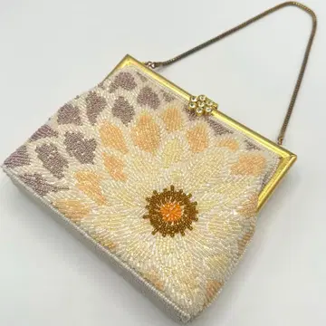 귀여운 비즈 와소백 비즈백 보라색 x 베이지