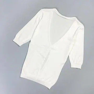 페세리코 V넥 코튼 가디건 오부 소매 이탈리아제 화이트 38*MD840