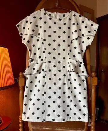70s 유럽 구제 의류 프랑스 앤티크 vintage 도트 무늬 원피스