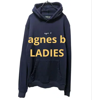 정가 약 23000엔 여성용 [agnes b.] 로고 자수 후드 맨투맨