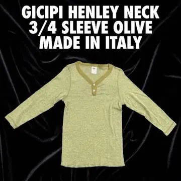새상품 Gicipi 지치피 헨리넥 7부 소매 티셔츠 3 올리브 이탈리아제