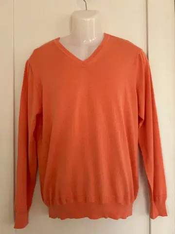 BARNE'S NEWYOK 오렌지 V넥 코튼 스웨터