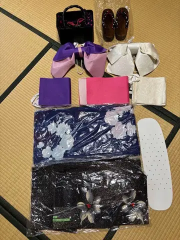 유카타 오비 가방 나막신 세트
