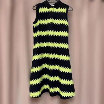 waac 네이비/라임 그린 지그재그 폴로 원피스