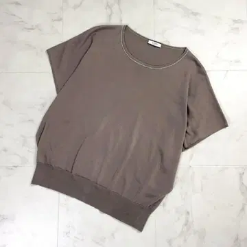 페세리코 코튼 스웨터 프렌치 슬리브 반팔 차콜 38*MD348