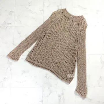 페세리코 라메 메쉬 니트 알파카 시스루 편직 베이지 40*MD350