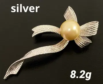 silver 리본 모티브 브로치 8.2g