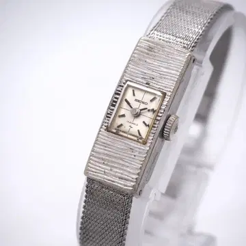 602 작동 SEIKO 여성용 시계 WGP 수동 와인딩 실버 스퀘어