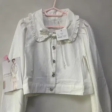 데님 리본 자켓 리본 흰색 화이트